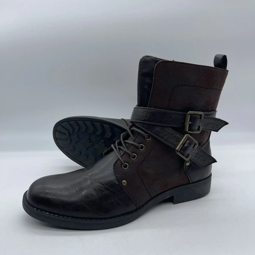 ARider Antonio-01 Men's Size 9.5 Moto Leather Boots Dark Brown Casual Shoes